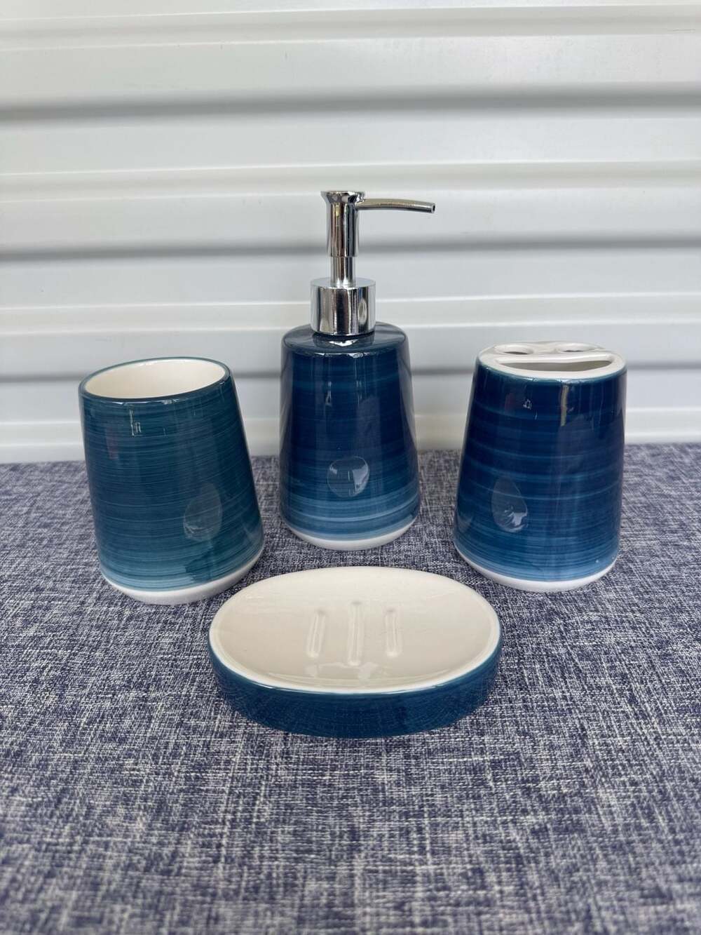 4 Pc Ceramic Bathroom Accessory Set